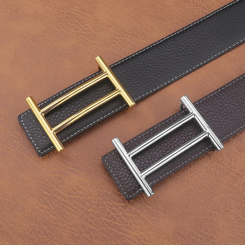 Top Trends: High Quality 3.8cm Wide Copper Slide Buckle Belt Men's Designer Full Grain Leather Luxury Black Belt Brand Fashion Shoppable Styles - Image 2