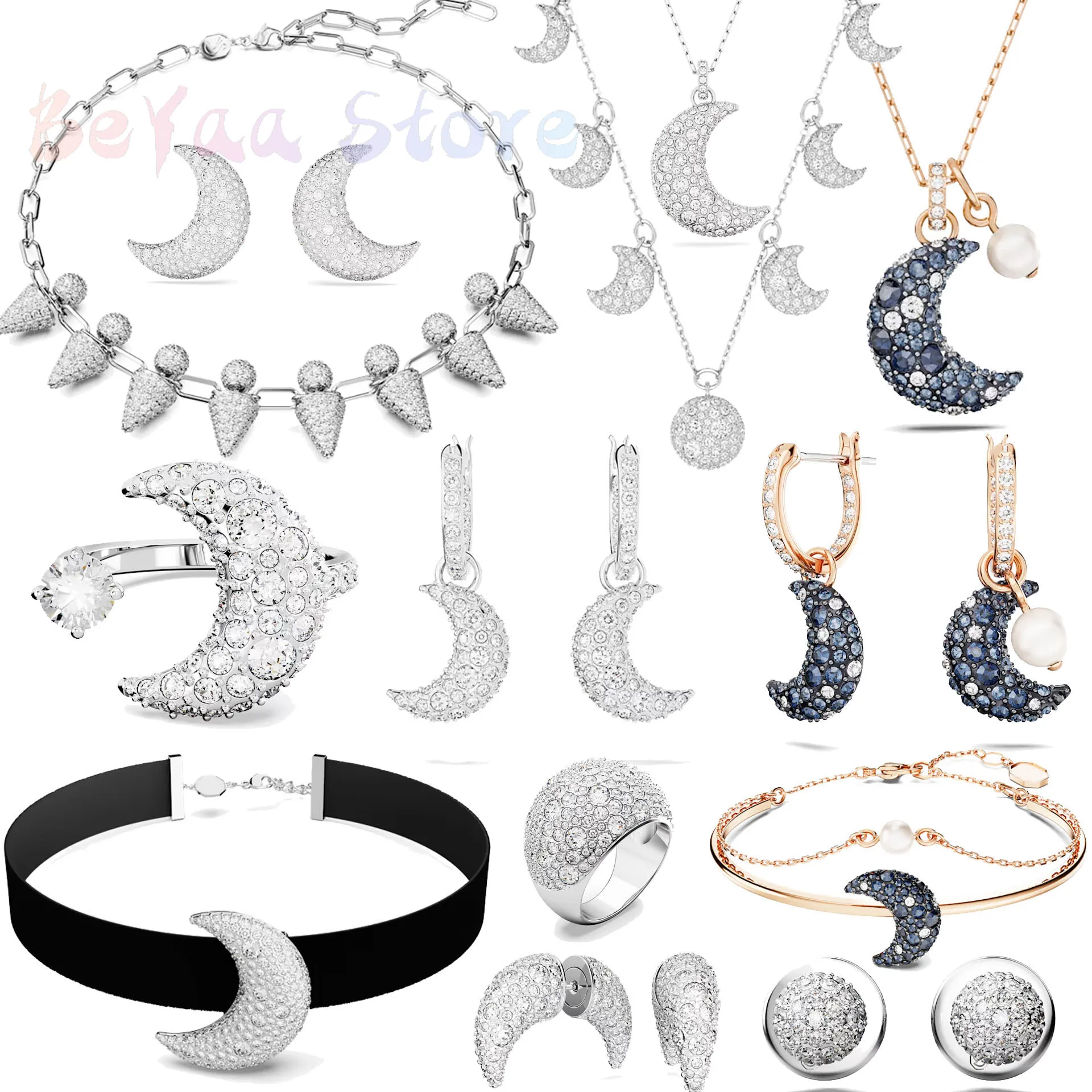 Top Trends: 2024 Trendy Luna Stainless Steel For Women Jewelry Set Moon Pearl Earrings Necklace Bracelet Luxury High Quality Christmas Gift Shoppable Styles