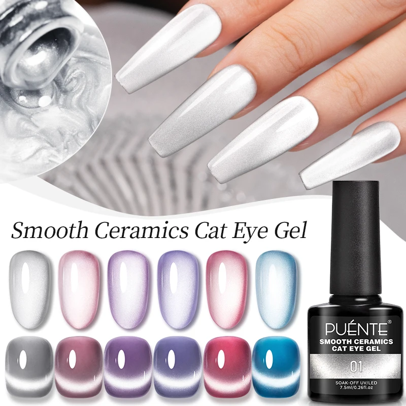 Top Trends: PUENTE Smooth Ceramics Cat Magnetic Gel Nail Polish Silver Moonlight Cat Eye Effect Sparkling Glitter Semi-Permanent Varnish Shoppable Styles