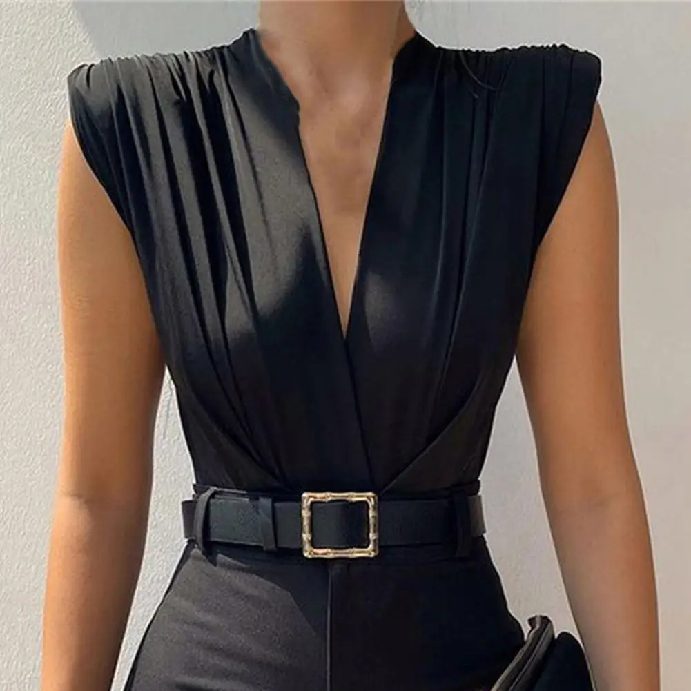 Top Trends: Women Top Tempting Solid Color Deep V Neck Sleeveless Summer Bodysuit Office Clothes Elegant Female Overalls 2023 Sexy Bodycon Shoppable Styles