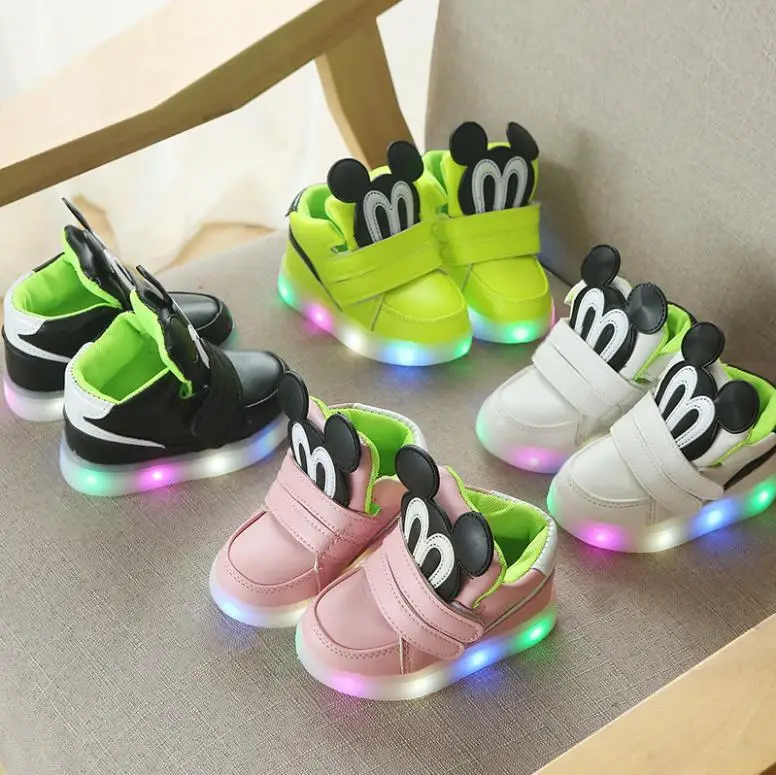 Top Trends: Children Casual Shoes With Light LED Boys Girls Sneakers Spring Cartoon Mouse Lighted Sport Shoes Fashion Luminous Boots Nhk3000 Shoppable Styles