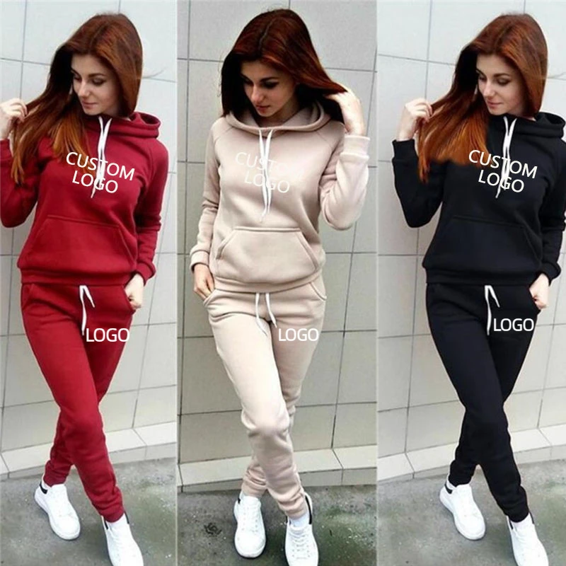 Top Trends: Customized Your Logo Women Tracksuit Brand Spring Autumn Fashion Casual Streetwear Hoodies And Sweatpants Two Piece Set Shoppable Styles