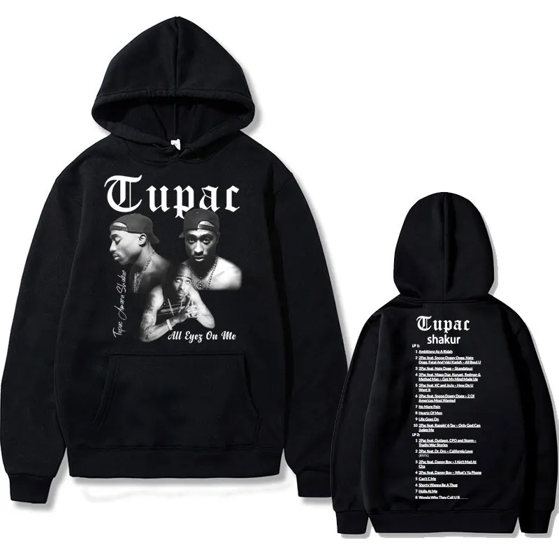 Top Trends: Rapper Tupac 2pac Hip Hop Hoodie Men's Fashion Hoodies Men Women Oversized Pullover Male Black Streetwear Man Vintage Sweatshirt Shoppable Styles