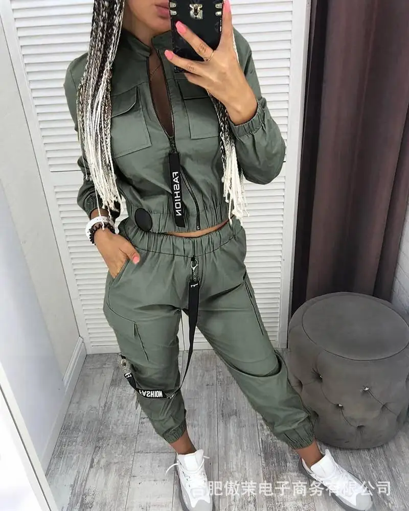 Top Trends: Long Sleeve Zipper Tops Two Pieces Tracksuit Sets Women Joggers Pants Streetwear Track Suit Casual Sport Joggers 2022 New Shoppable Styles