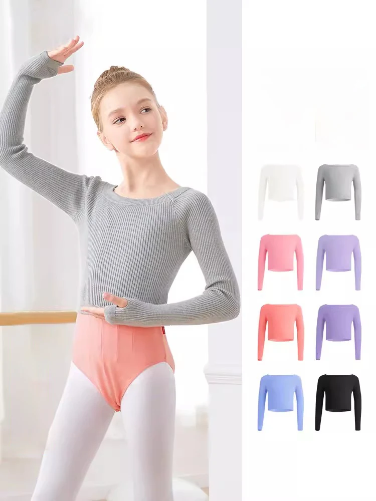 Top Trends: Cuulrite Fashion Girl Ballet Gymnastic Leotard Off Shoulder Long Sleeved Dance Sweater Top Coat Kids Dance Clothing Wrap Ballet Shoppable Styles