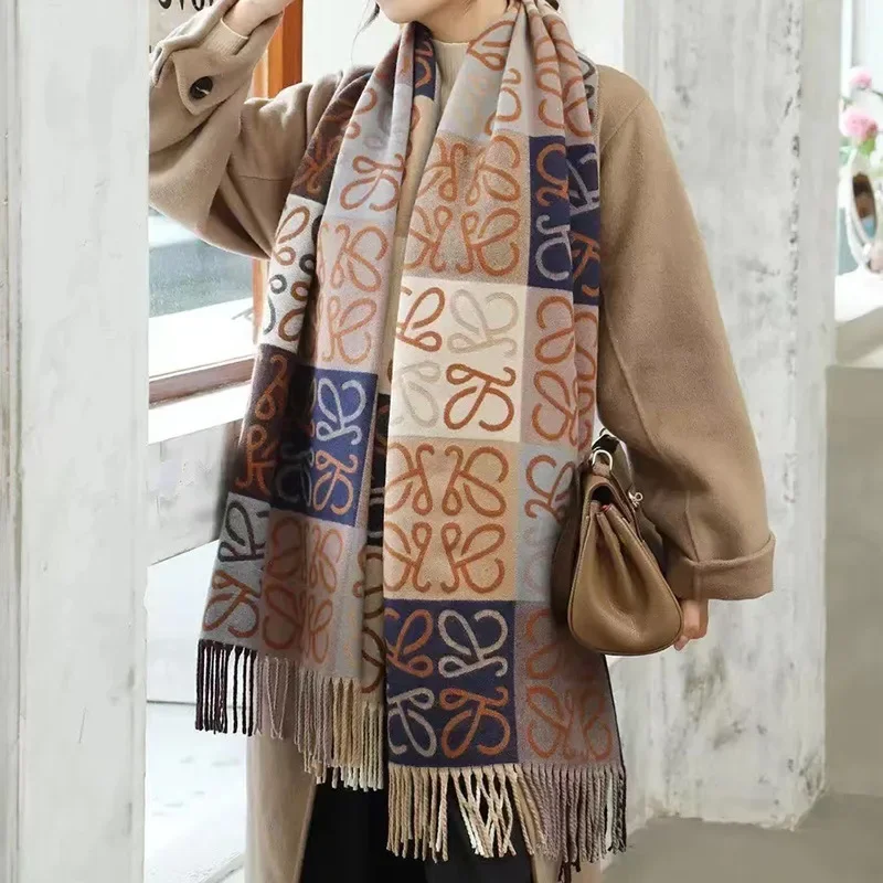 Top Trends: New Winter Women Wool Shawl With Lurex And Long Tassel Pashmina Scarf Tassel Female Foulard Thick Blanket Shoppable Styles