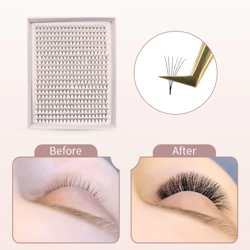 Top Trends: 1200 Fans Lashes XXL Mega Tray Matte Ultra Dark Premade Volume Fan Pointy Base Promade Fans Eyelash Extensions Makeup Tools Shoppable Styles - Image 2