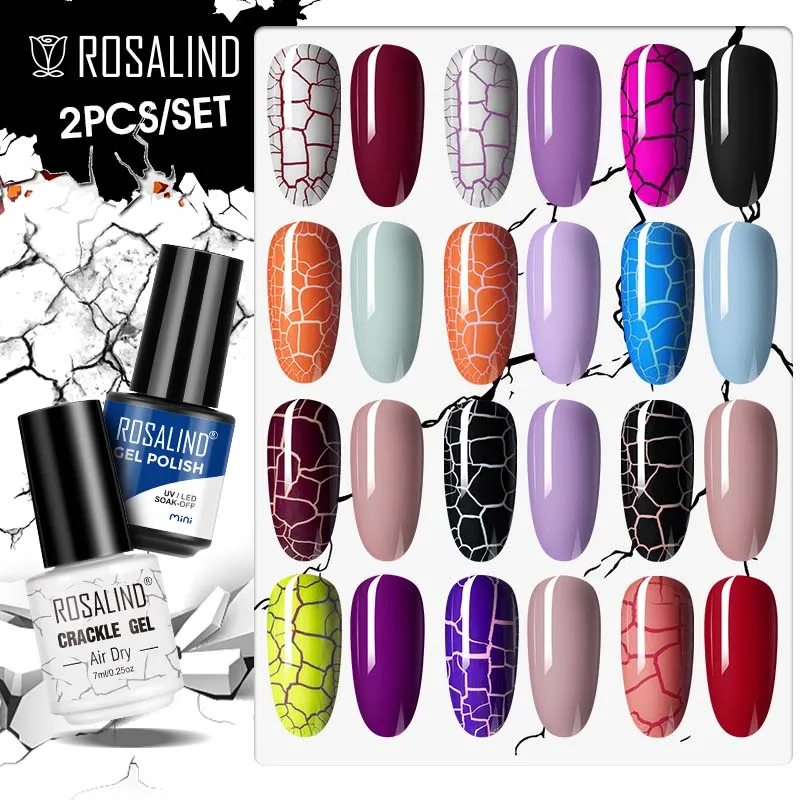 Top Trends: ROSALIND 2pcs / set Crackle Gel Nails Air Dry Polish Need Base Color Gels 7ml Gel Polish Set For Nails Art Shoppable Styles