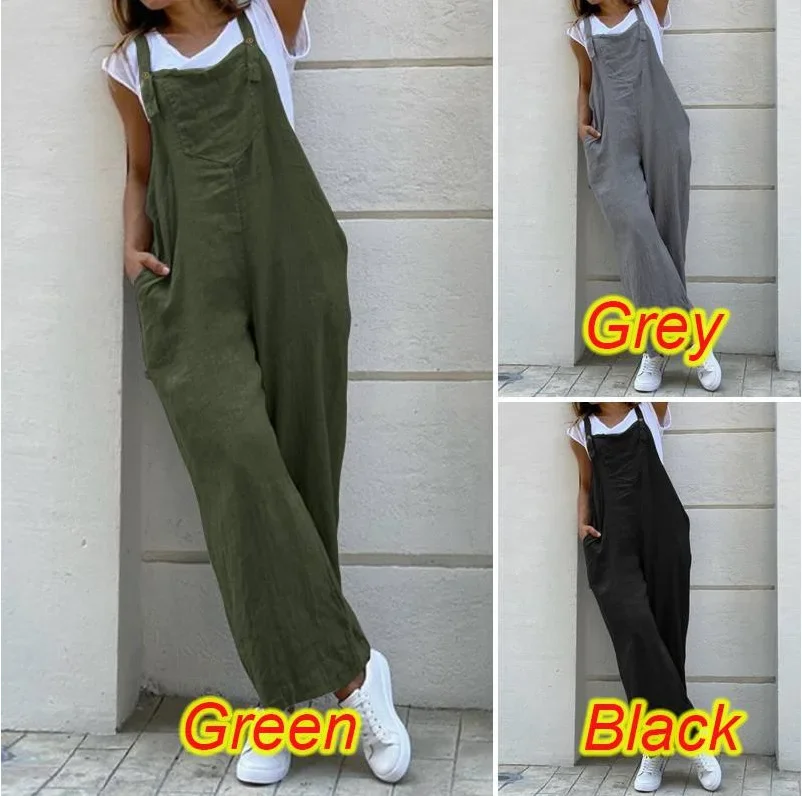 Top Trends: 2024 Summer Oversize Cotton Women's Overalls Black Wide-leg Pants Long Pants Overalls Female Trendy Fashion Casual Ladies Suit Shoppable Styles