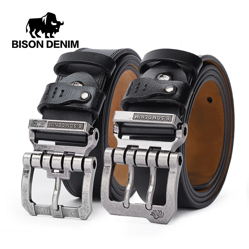 Top Trends: BISONDENIM Luxury Designer Belts For Men Vintage Cow Spilt Genuine Leather Pin Buckle Waist Strap Belt For Jeans High Quality Shoppable Styles