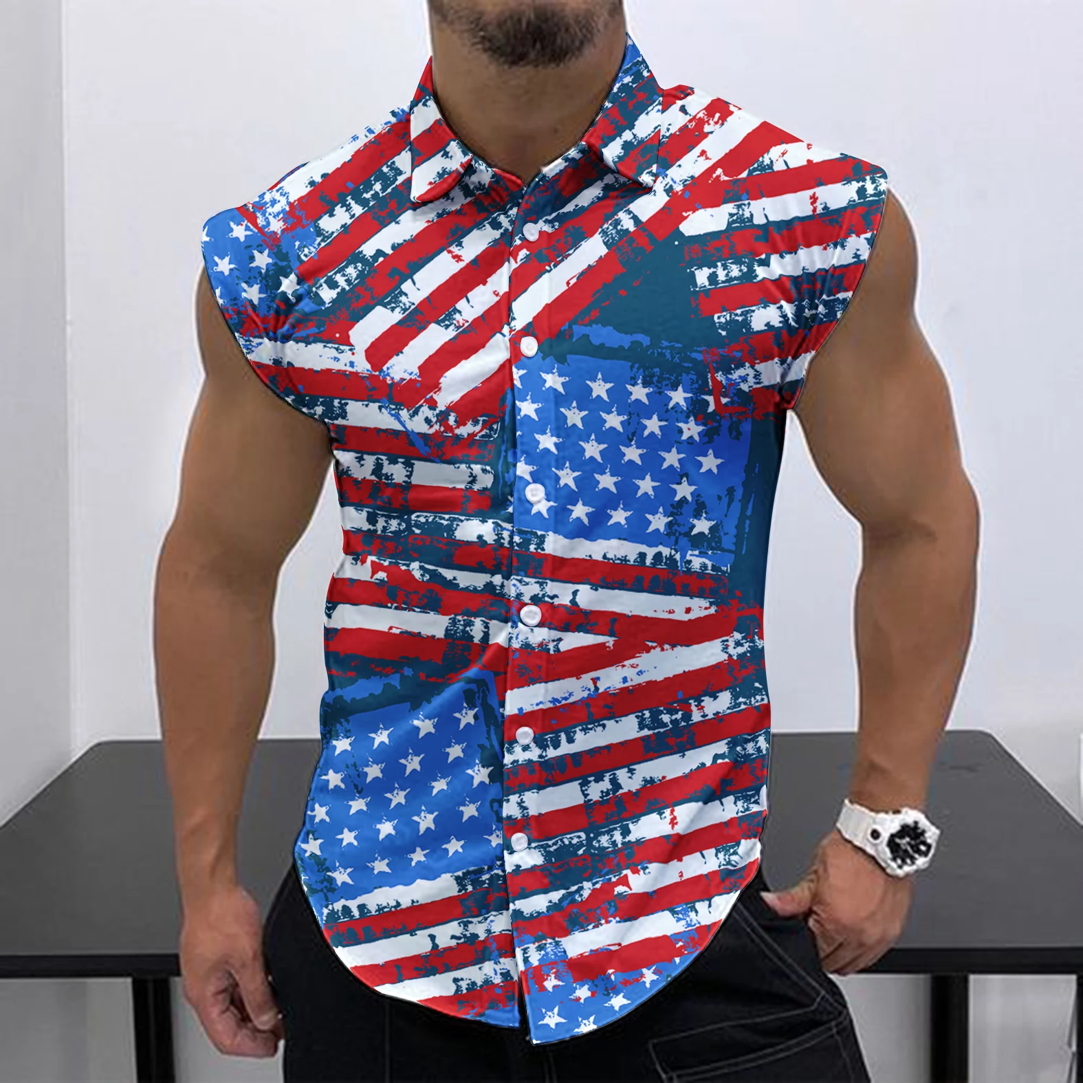 Top Trends: 2023 Summer New Men Sleeveless Shirt Fashion Street European-American Style Leisure Beach Holiday Party Trend HD 3D Print Shirt Shoppable Styles