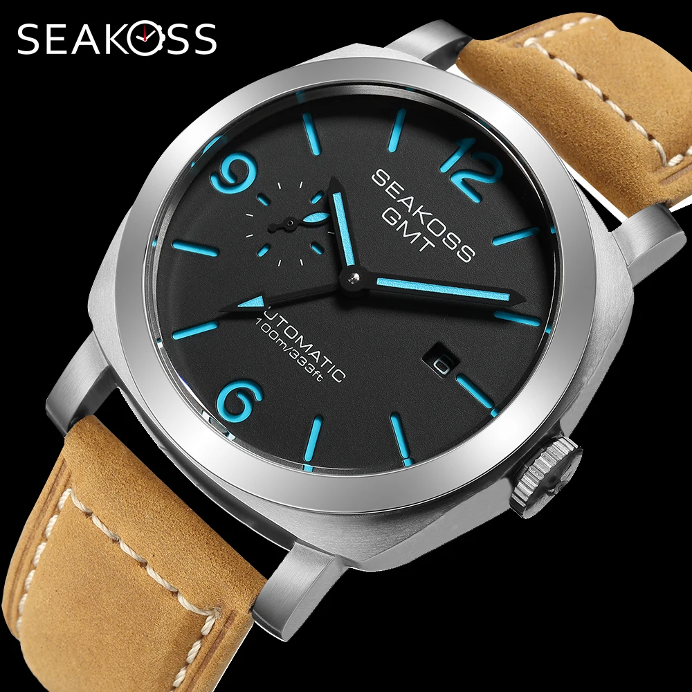 Top Trends: SEAKOSS 100m Diving Men GMT Automatic Mechanical Watches 1963 Clock 2557 Automatic Movement Super Luminous Sapphire Wristwatch Shoppable Styles