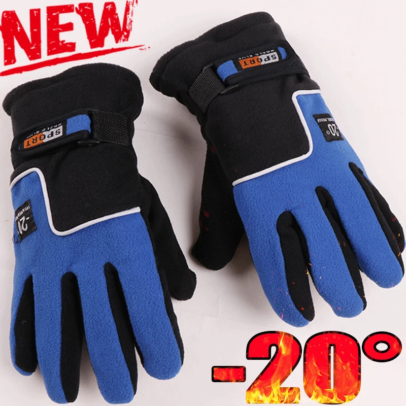 Top Trends: New Winter Warm Fleece Gloves Men Thermal Motorcycle Snow Thick Gloves Polar Fleece Mittens For Male Snow Sports Windproof Glove Shoppable Styles