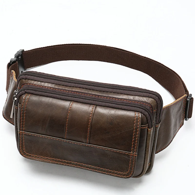 Top Trends: Vintage Genuine Leather Men Waist Pack Cowhide Chest Bag Fanny Pack Business Male Shoulder Crossbody Bag Casual Waist Bag Shoppable Styles