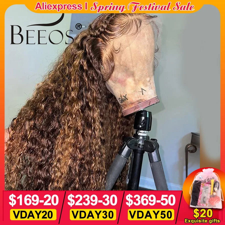 Top Trends: BEEOS 250% Highlight Wig Human Hair Curly 13x6 HD Lace Frontal Wig Water Wave Pre Plucked 5x5 HD Closure Wigs For Women Skinlike Shoppable Styles