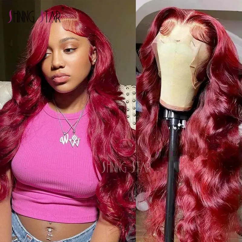 Top Trends: Colored Burgundy 13X6 HD Lace Frontal Wigs Red Body Wave 13X4 Lace Front Wigs Human Hair 30 34 Inch Lace Front Wigs Curly Hair Shoppable Styles