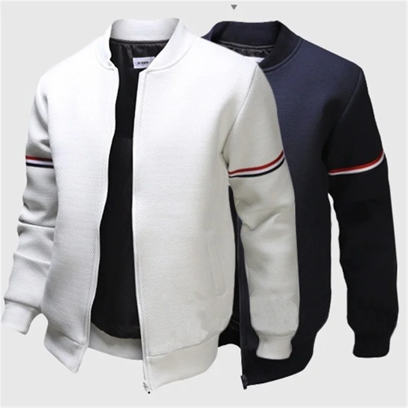 Top Trends: Winter Men&#039;s Jacket Standing Collar Men&#039;s Solid Color Slim Fitting Zippered Cardigan Long Sleeved Men Clothes Shoppable Styles