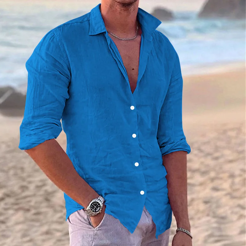 Top Trends: Hot Selling Spring And Summer Men's Long-sleeved Shirts Solid Color Casual Style Plus Size Men's Casual Linen Shirts Shoppable Styles