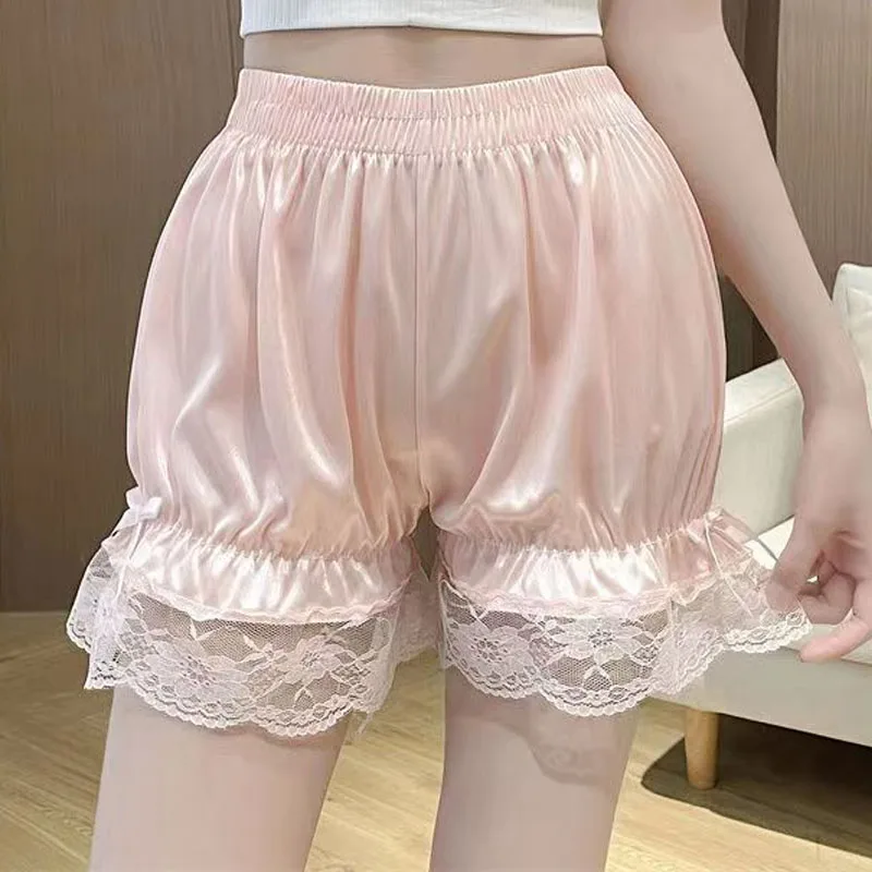 Top Trends: Lace Safety Shorts Pants Women Girls Sweet Silk Satin Pettipant Knickers Loose Sleep Shorts Nightwear Pajamas Lantern Shorts Shoppable Styles