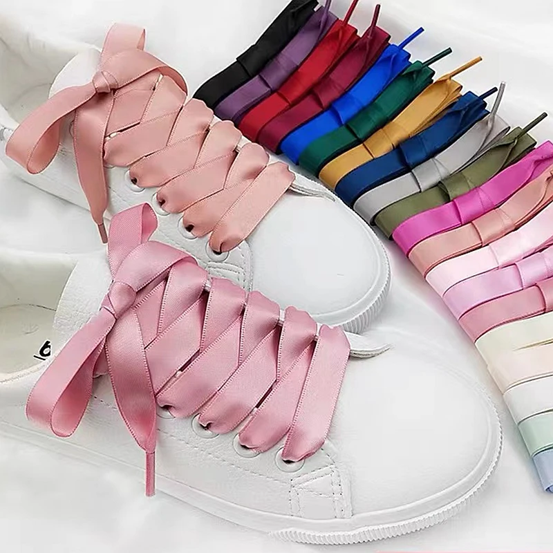 Top Trends: 1Pair Silk Shoe Laces Satin Ribbon Flat Shoelaces Women Sneakers Shoelace Boots Laces For Shoes Length 80CM 100CM 120CM 150CM Shoppable Styles