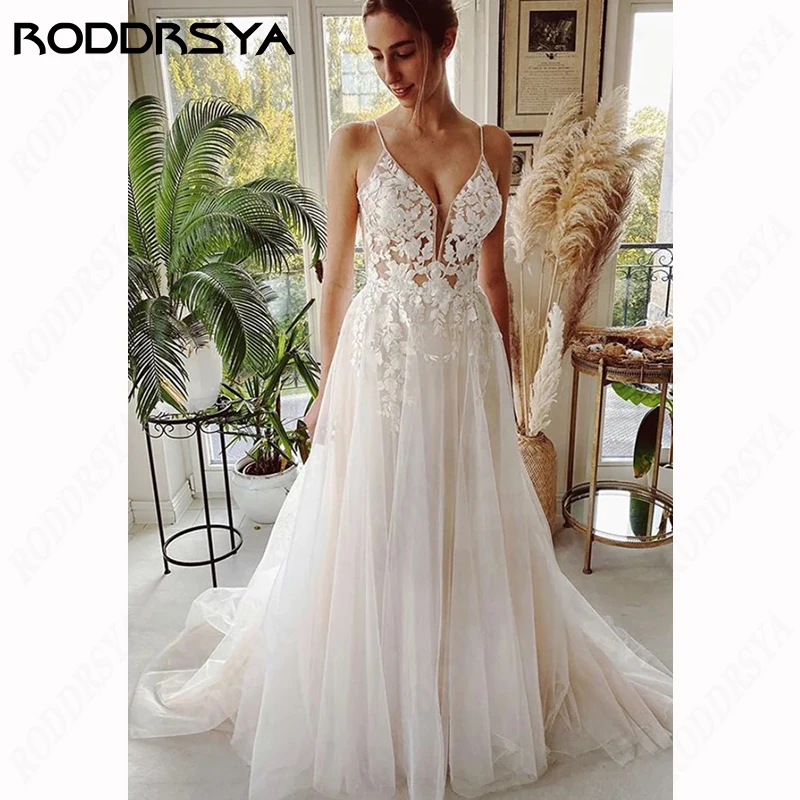 Top Trends: RODDRSYA Romantic Tulle Wedding Dresses For Women Sexy Backless Vestidos De Novia Elegant Spaghetti Straps Lace Bride Party Shoppable Styles