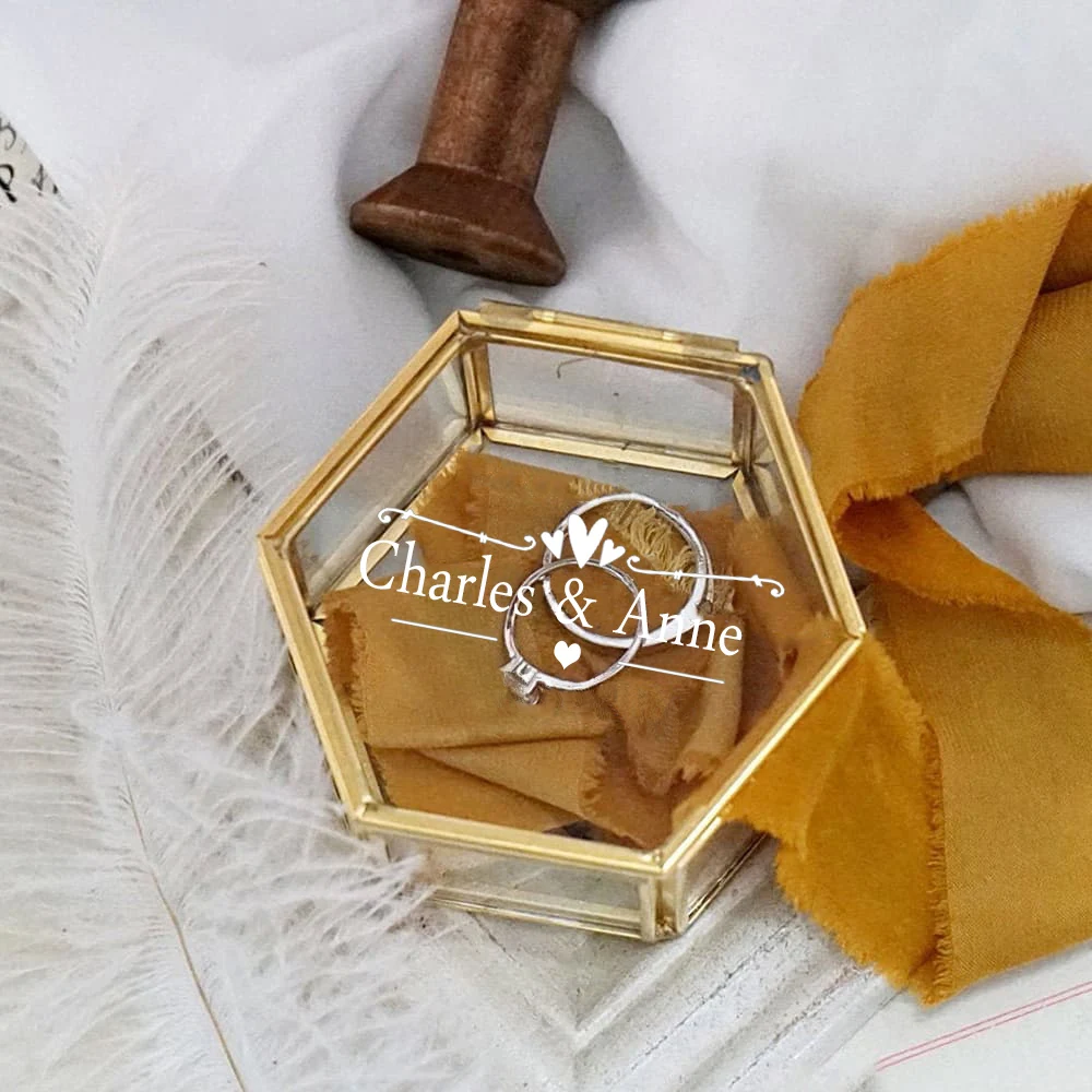 Top Trends: Custom Hexagonal Glass Ring Box Geometrical Clear Jewelry Storage Box Eternal Flower Ring Holder Personalized Wedding Decoration Shoppable Styles