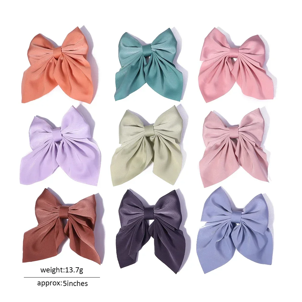 Top Trends: New Sweet Bow Hairpins Solid Color Bowknot Hair Clips For Girls Satin Butterfly Barrettes Duckbill Clip Kids Hair Accessories Shoppable Styles - Image 6