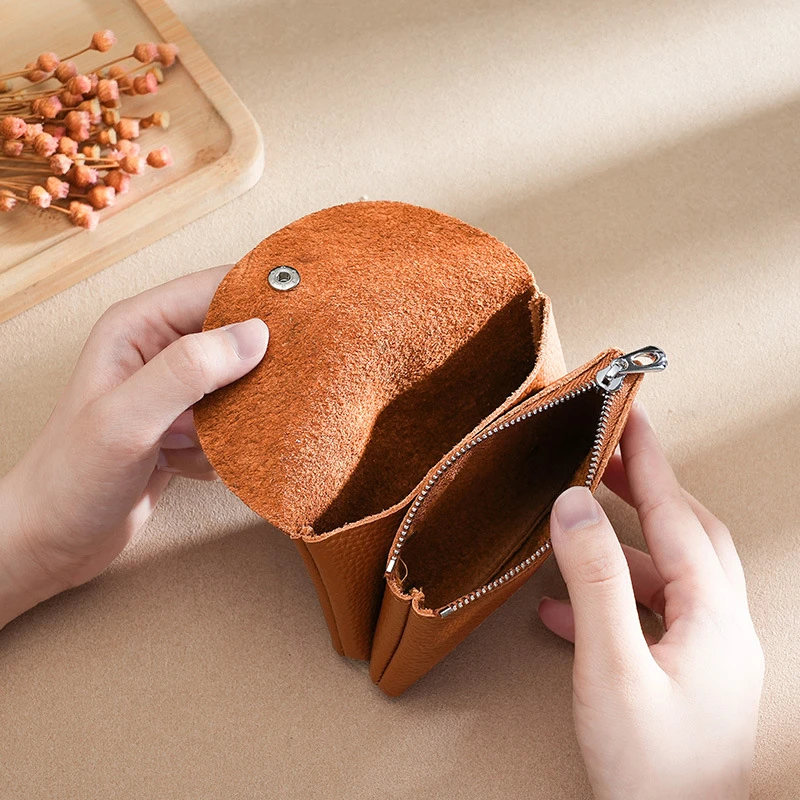 Top Trends: Large Capacity Cowhide Unisex Coin Wallets Vintage Double Layer Mini Clutch Money Bag Small Hasp Purses Credit ID Card Holders Shoppable Styles - Image 6