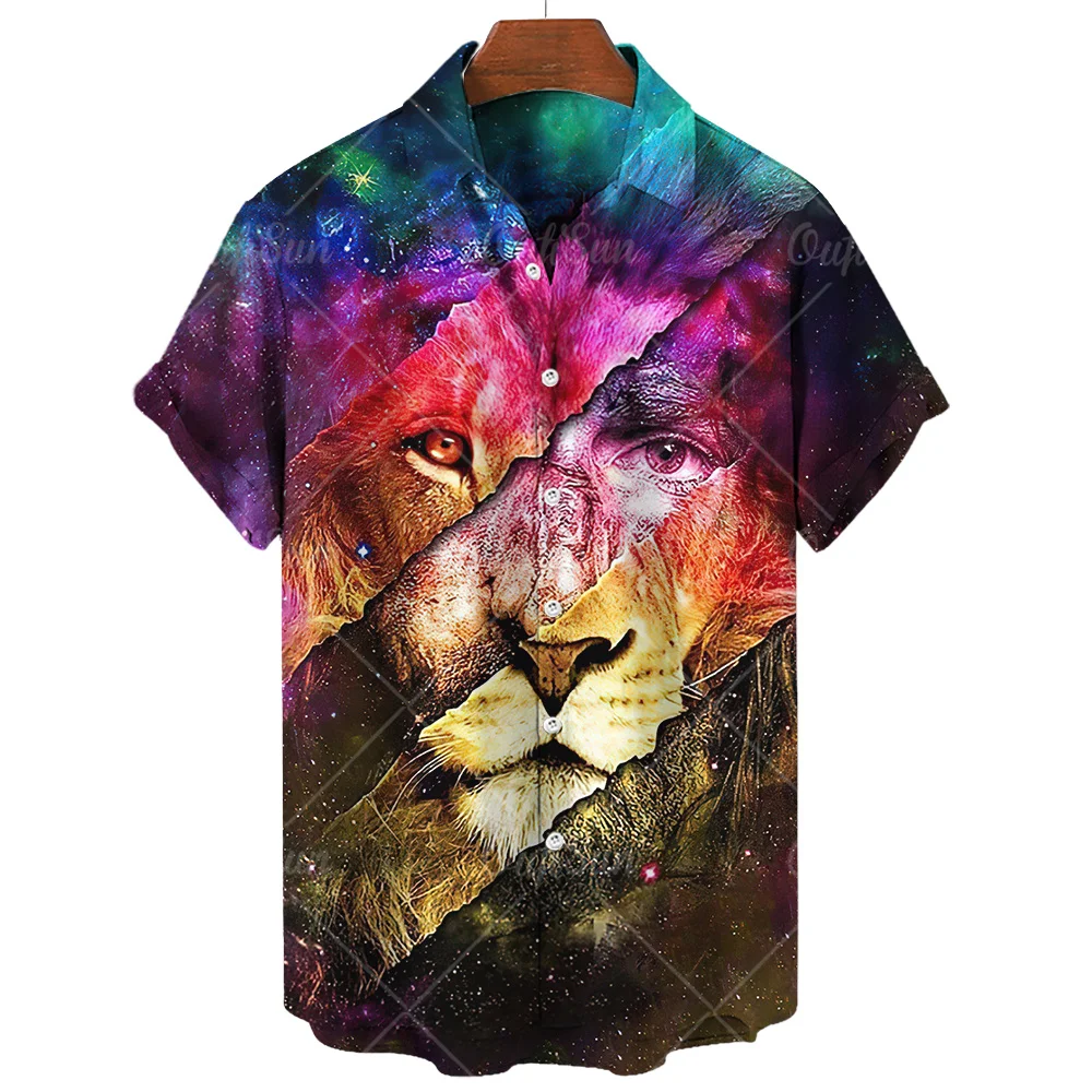 Top Trends: Men's Shirt Animal Lion Graphic Prints Turndown Outdoor Street Short Sleeves Print Oversized Clothed Apparel Fashion Casual Soft Shoppable Styles - Image 6