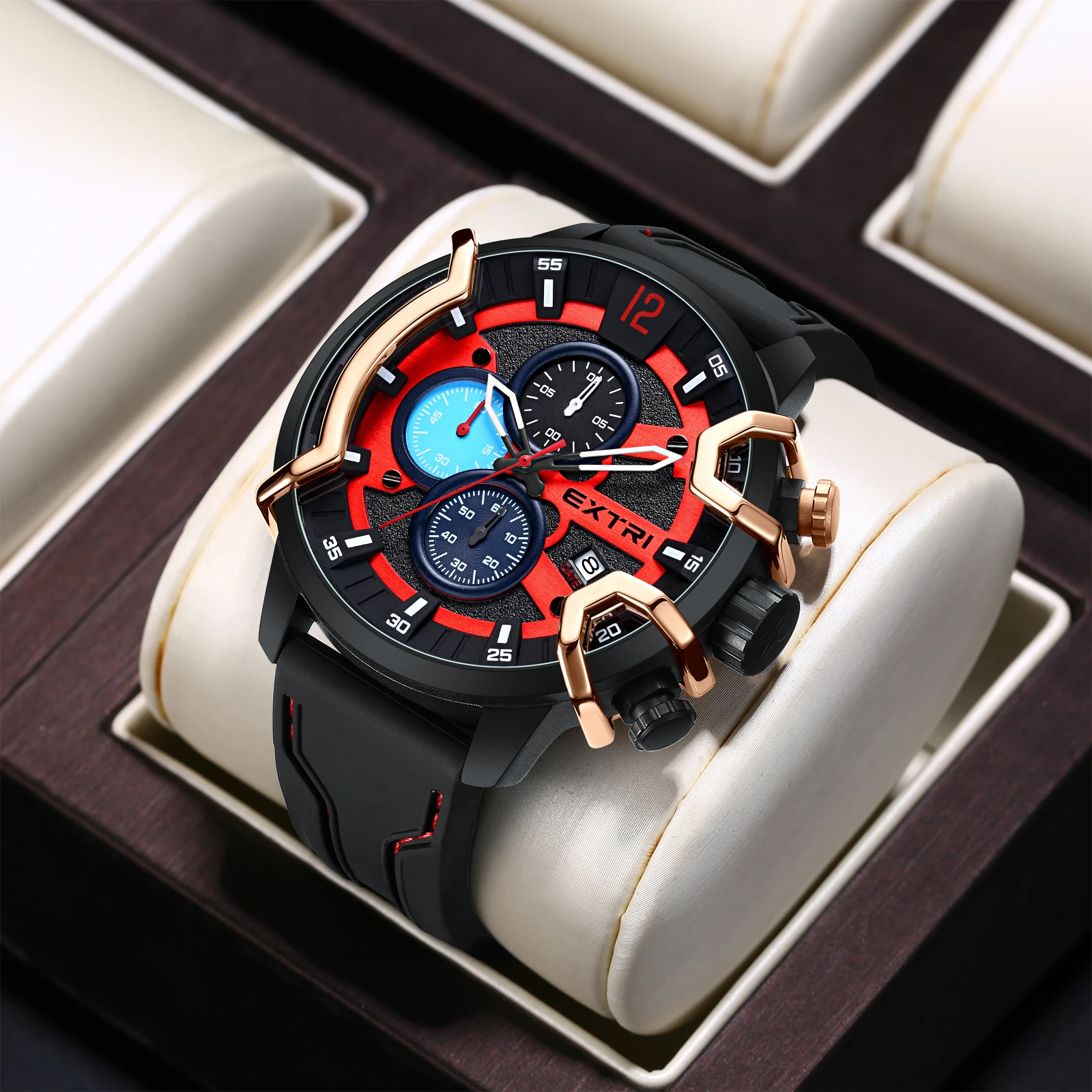 Top Trends: EXTRI Fashion Men Sports Watches Luxury Male Military Silicone Quartz Wrist Business Chronograph Calendar Waterproof Mens Watch Shoppable Styles