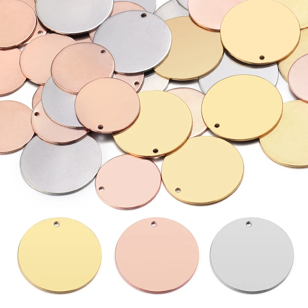 Top Trends: SAUVOO Stainless Steel Plated Gold Round Disc Pendant Blank Charms Pendants For Logo Hanging Tag Jewelry Finding Supplies Shoppable Styles