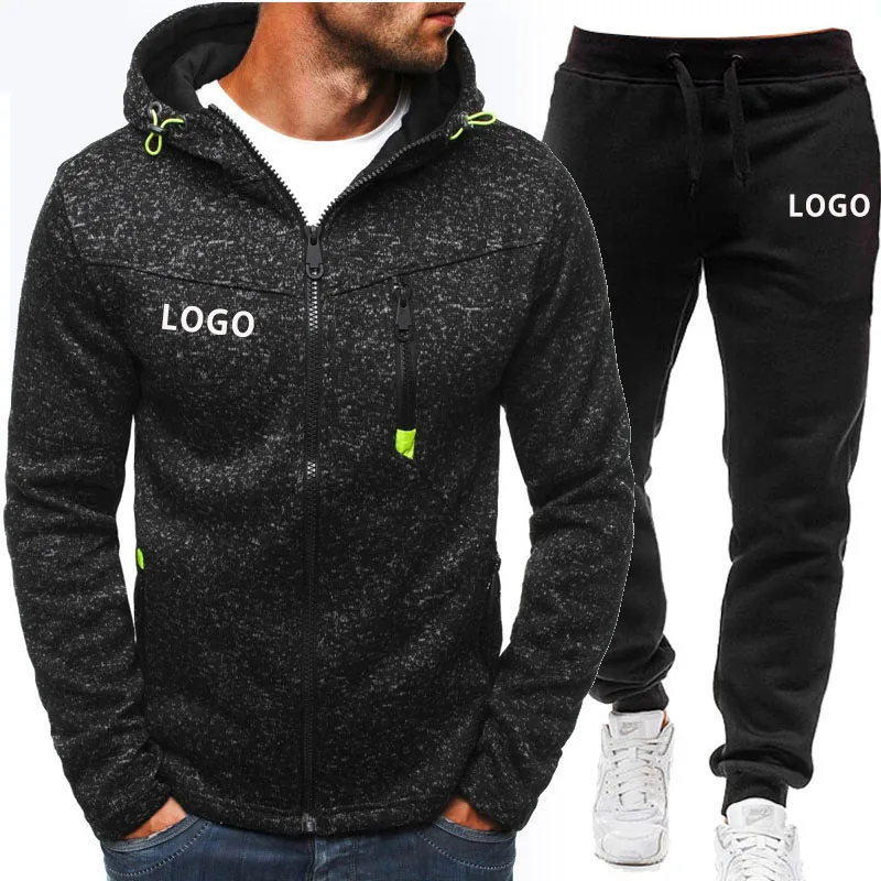 Top Trends: Custom Logo Brand Men Tracksuit 2 Pieces Sets Autumn Winter Jacket Casual Zipper Hoodies Sportswear+ Pants Sports Suit Clothing Shoppable Styles