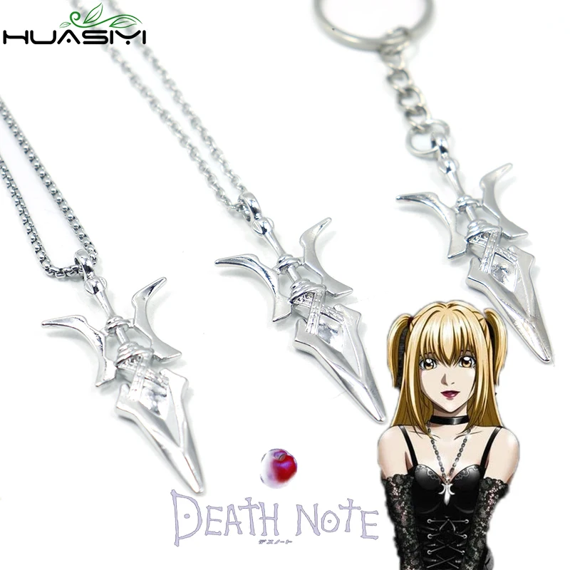 Top Trends: Anime Misa Amane Cosplay Key Chain Necklace Halberd Pendant Necklaces For Men Boys Girl Goth Cross Choker Death Note Jewelry Shoppable Styles