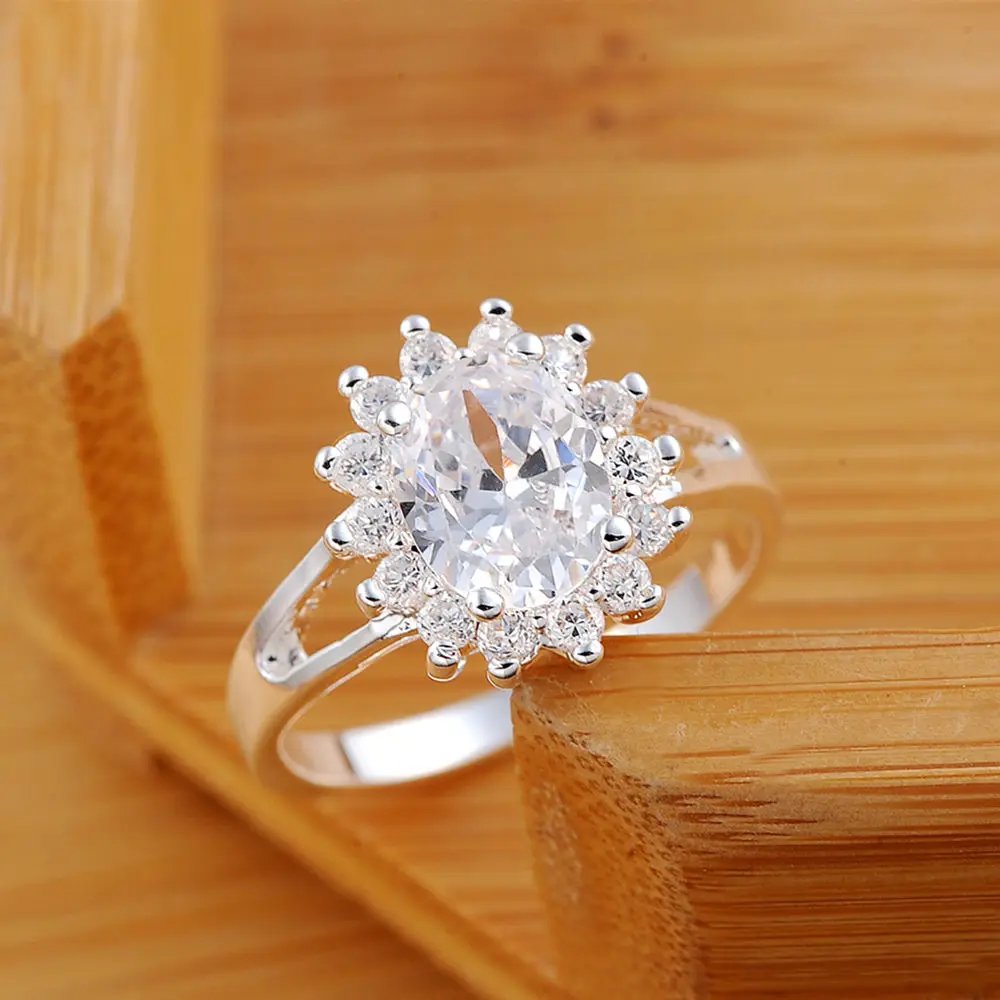 Top Trends: Popular Brands 925 Sterling Silver Crystal Flower Moissanite Diamond Rings For Women Fashion Wedding Party Gifts Jewelry Shoppable Styles