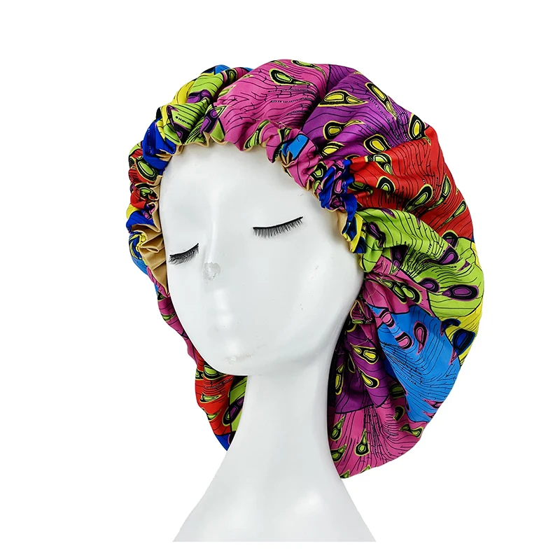 Top Trends: New Big Print Ankara Women Satin Bonnet Head Cover Silky Satin Elastic Sleep Cap Ladies Head Wrap Hat Hair Accessories Fashion Shoppable Styles - Image 3