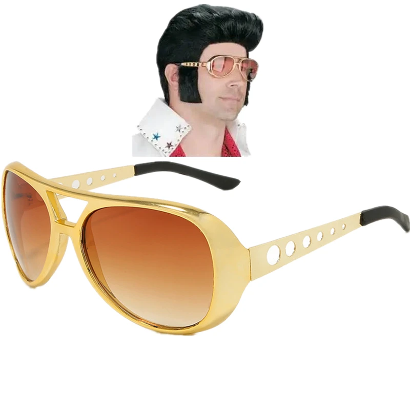 Top Trends: Elvis Presley The King Rock Cosplay Glasses Gold Eyewear Sunglasses Adult Unisex Party Prop Accessories Shoppable Styles