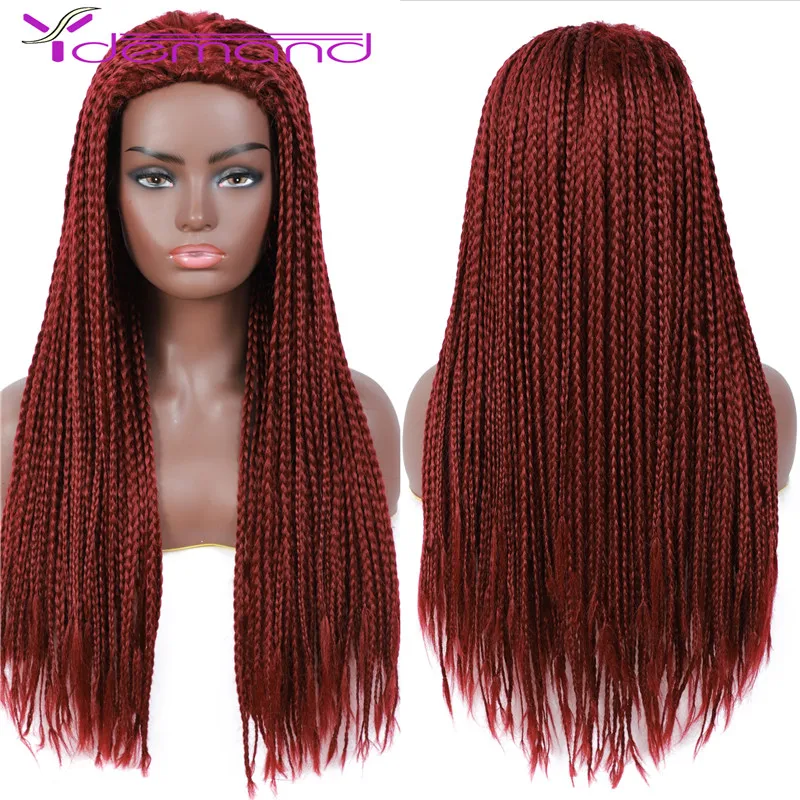 Top Trends: Y Demand Long Black Braided African Wig Headband Box Braids Wig Natural Synthetic Braiding Hair For Afro Women / Men Shoppable Styles