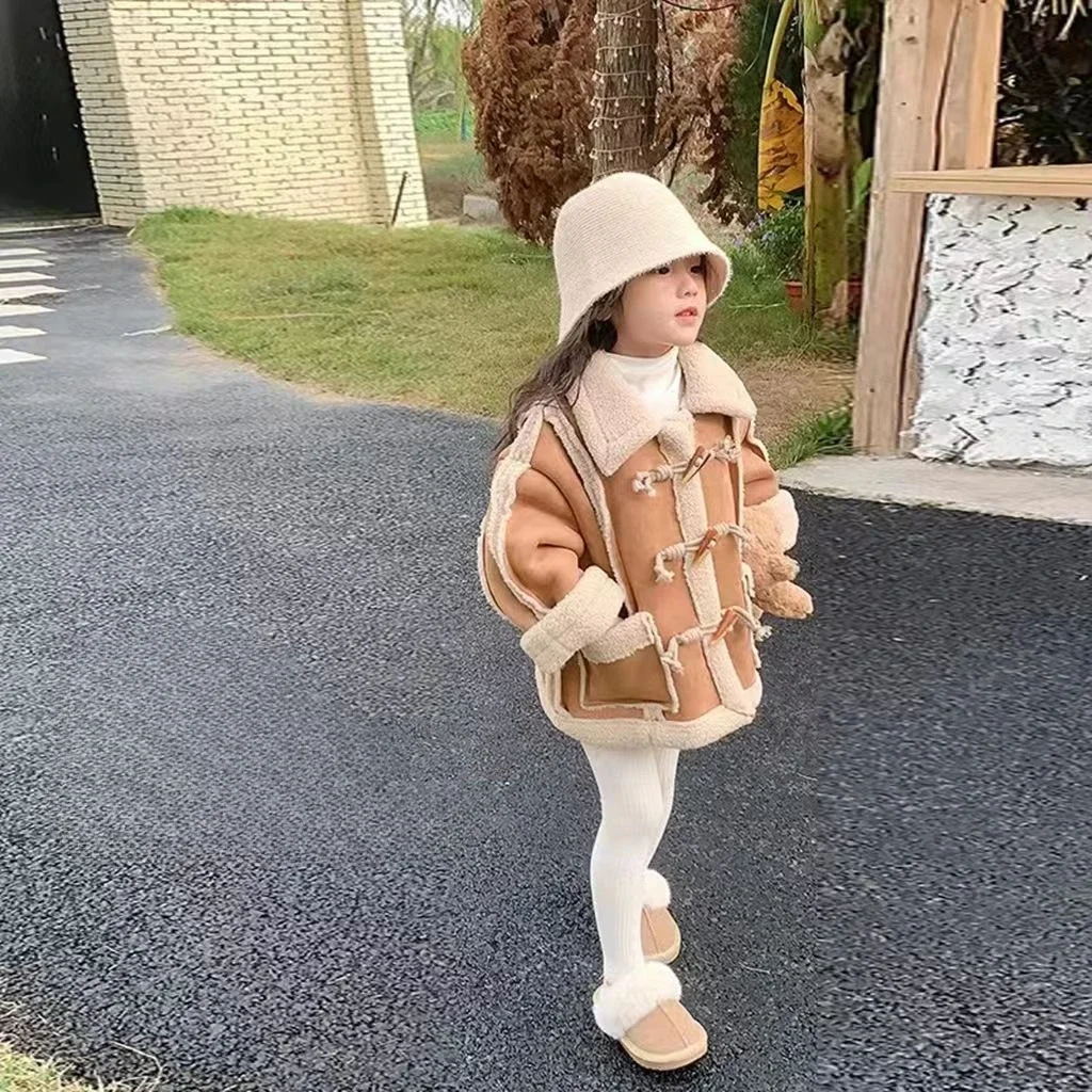 Top Trends: Girls Coat 2023 Plush Warm Kids Tops Casual All-match Korean Version Fashion Winter Clothes For Girls Winter Coat Mixed Colors Shoppable Styles