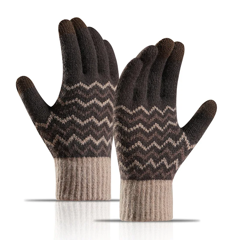 Top Trends: Rimiut 2022 New Winter Men's Imitation Wool Full Finger Cold-proof Warm Gloves Split Finger Touch Screen Knitted Gloves Shoppable Styles