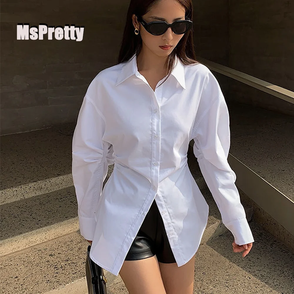 Top Trends: MsPretty Shirt Long Sleeve Fashion Blouses Female Shirts Blouse Solid Basic Ladies Slim Tops OL Spring Women's Clothing Shoppable Styles