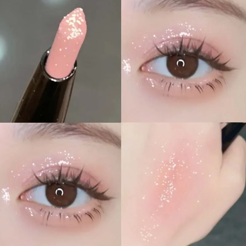 Top Trends: Drop-shaped Glitter Eyeshadow Eyeliner Pencil Makeup Waterproof Lasting Shimmer Bright Peach Pink Highlighter Lying Silkworm Pen Shoppable Styles