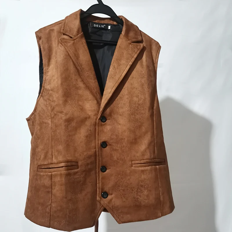 Top Trends: Vest Men Casual Waistcoat Man Faux Leather Fashion Leather Slim Vest Lapel Classical Vintage Gilet European Style Male Shoppable Styles