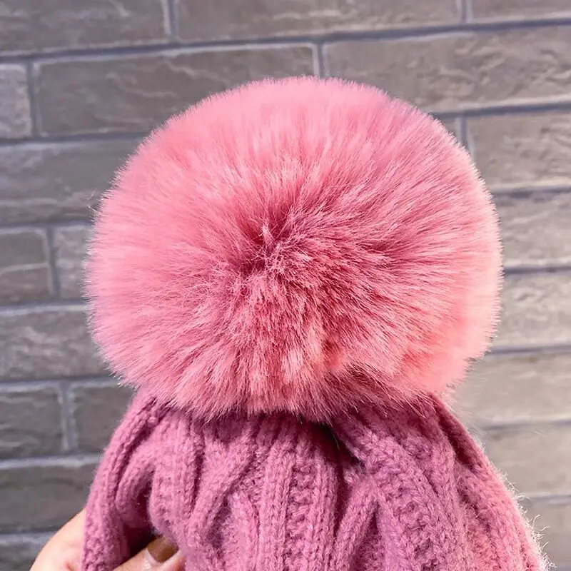 Top Trends: Women's Knitted Fur Pom Ball Hats Winter Warm Plush Thermal Thicken Casual Beanies Caps Outdoor Windproof Skullies Bonnet Cap Shoppable Styles - Image 5