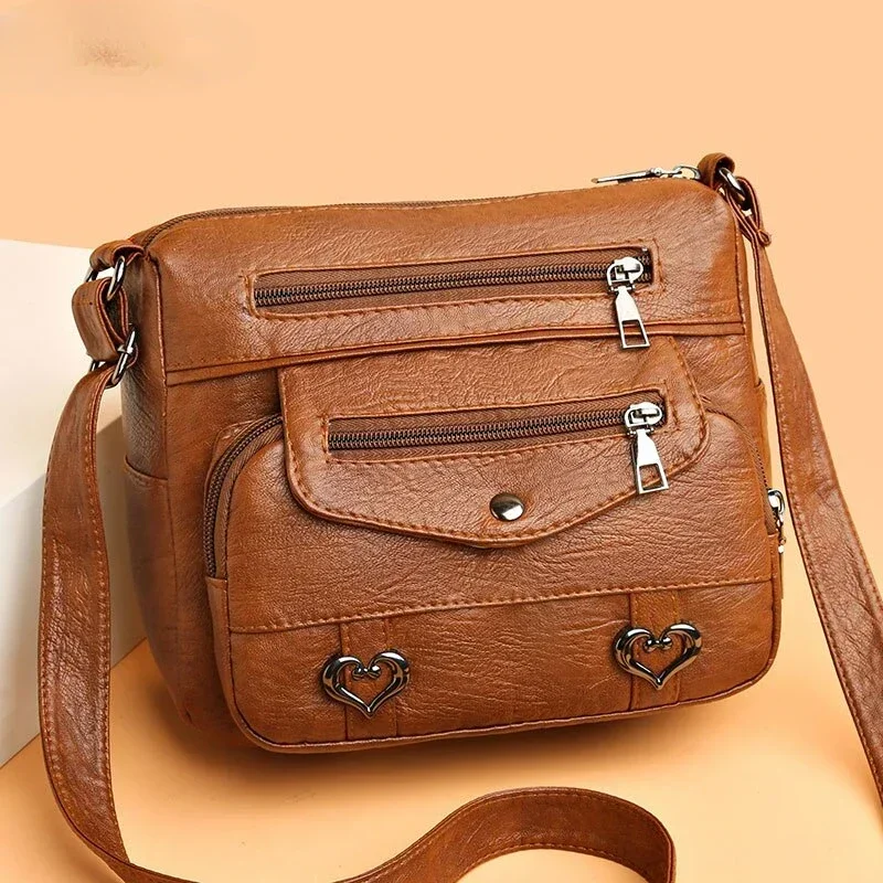 Top Trends: PU Soft Leather CrossBorder New Simple Lightweight And LargeCapacity Shoulder Messenger Bag Leisure MiddleAged Lady Shoppable Styles