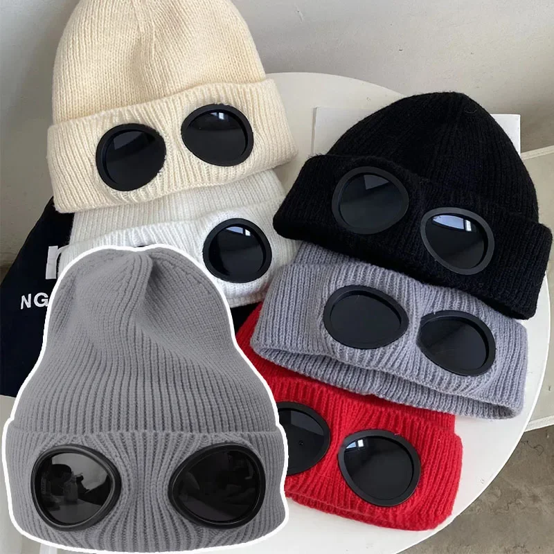 Top Trends: For Men And Women Knitted Glasses Hats Unisex Fashion Knitted British Winter Outdoor Plus Velvet Windproof Ear Glasses Ski Hat Shoppable Styles