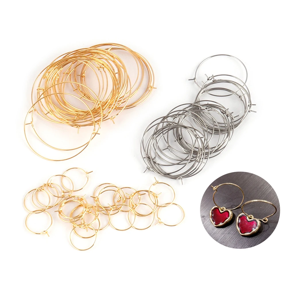 Top Trends: 20Pcs / lot 316L Stainless Steel Big Circle Ear Wire Hoops Earring Making Materials DIY Earrings Base Earwires Jewelry Findings Shoppable Styles