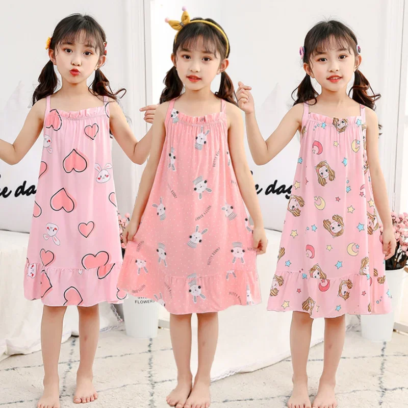 Top Trends: Kids Girls 100% Cotton Nightgown Cartoon Nightdress Girl Sleepwear Nightie Summer Short Sleeves Cats Nightwear Children Clothes Shoppable Styles