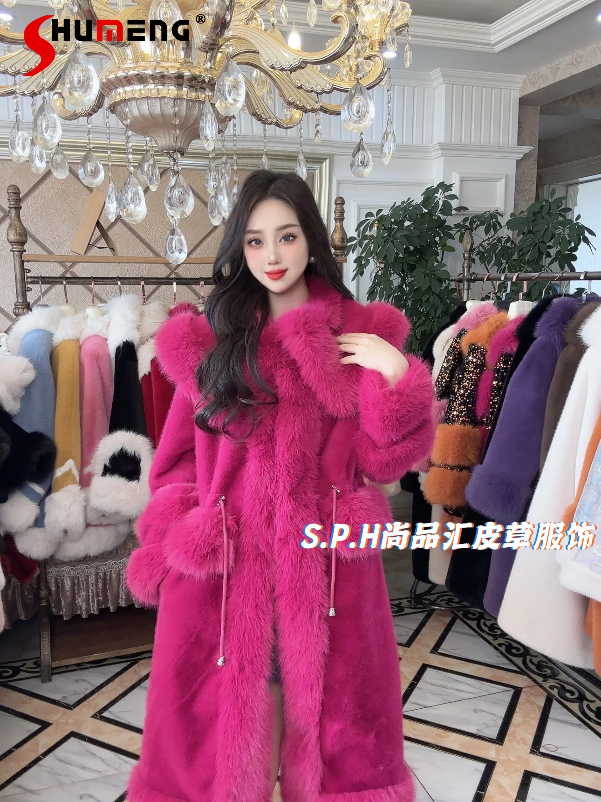 Top Trends: New Women's Winter Clothes Drawstring Fur Coat Fashion Mink Toka Fox Fur Waist Slim Coat Long Sleeve Loose Solid Fur Jacket Shoppable Styles