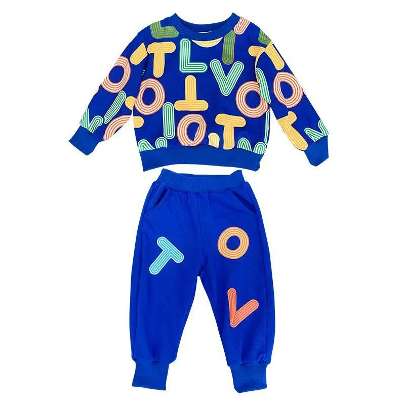 Top Trends: Autumn Children's Clothes Boy Cotton Pullover Sweatshirt And Pants Set Baby Girl Letter Print Sweatshirt Sweatpant Tracksuit Shoppable Styles - Image 2