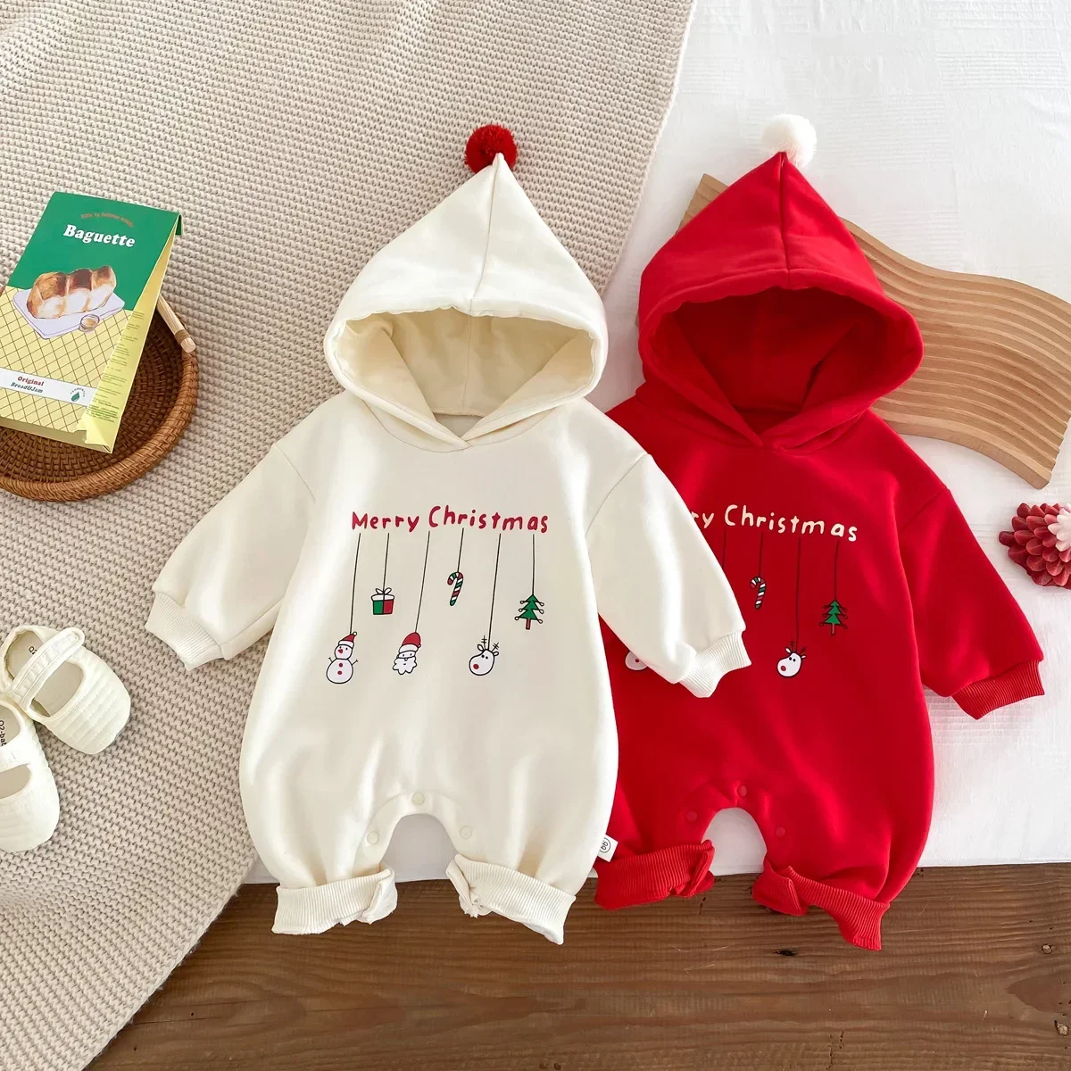 Top Trends: New Christmas Baby Romper For Boys Girl Clothes Fleece Thicken Infant Jumpsuit Fashion Hooded One-Piece Onesie Toddler Outfit Shoppable Styles